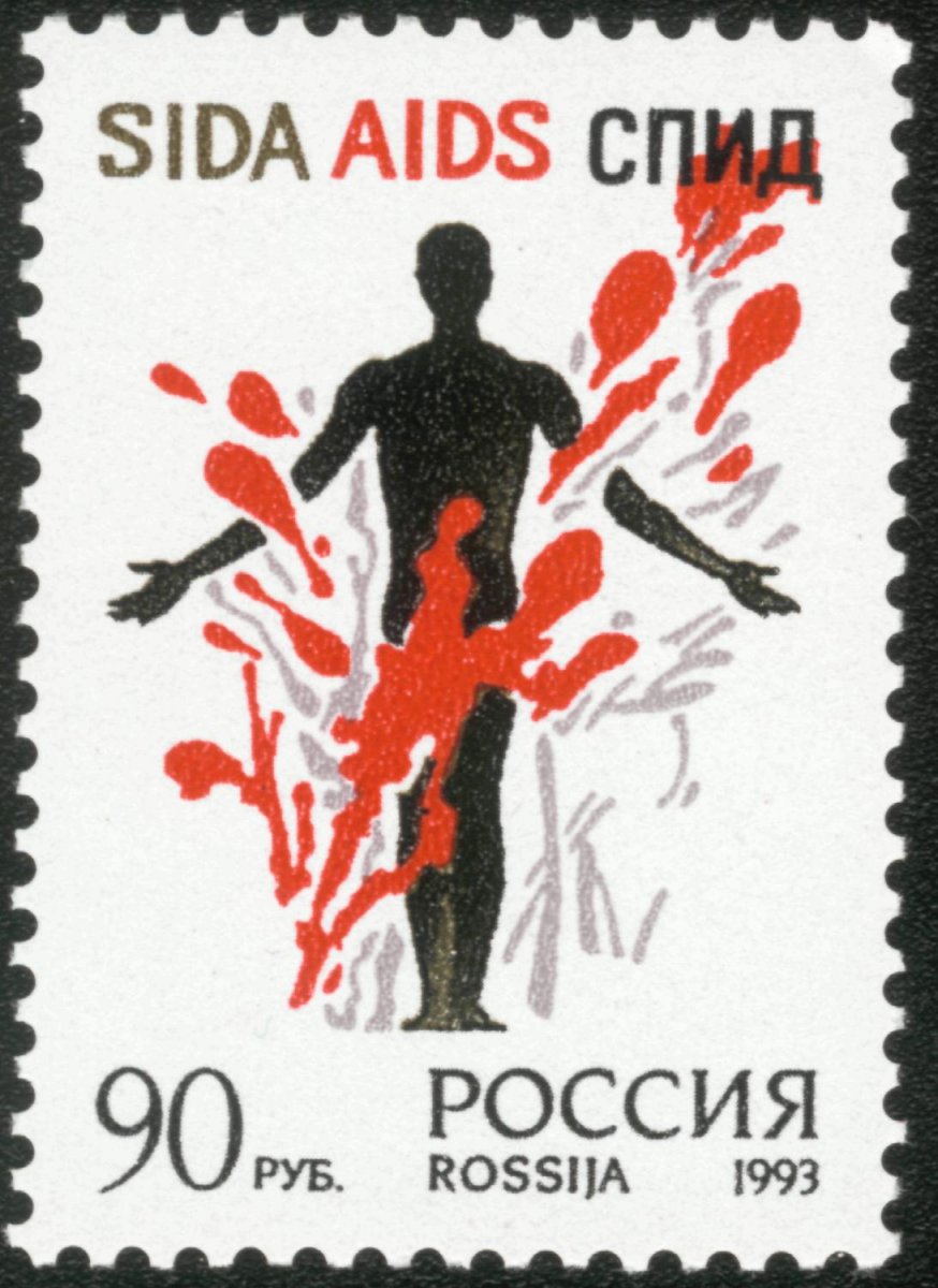 Russian postage stamp created to memorialize victims of HIV/AIDS.