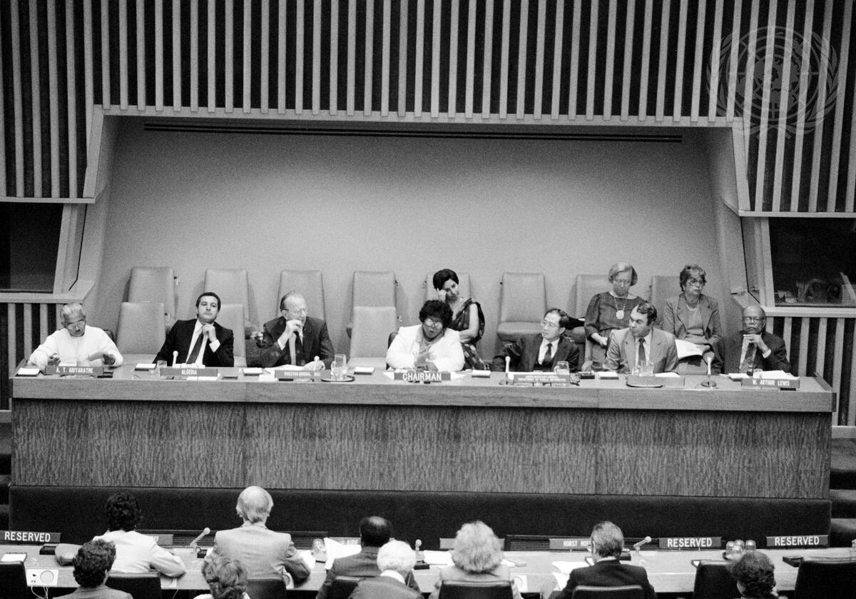 Pictured here is the opening day for the Annual Conference of the Department of Public Information of the United Nations for Non-Governmental Organizations in 1984.