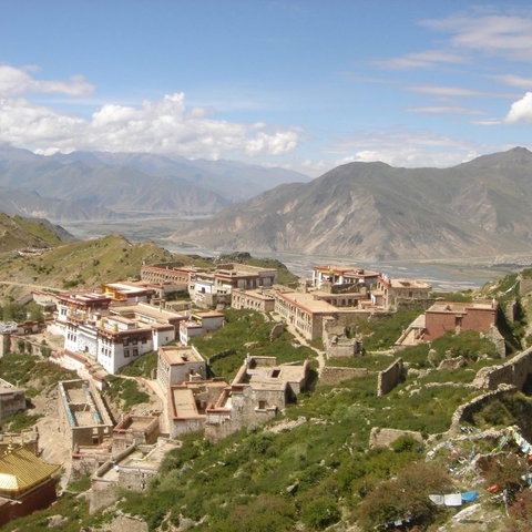 The Ganden Monastery in Lhasa was one of the many victims of bombing during the 1956 uprising. The destruction caused to the monastery is still visible in the ruins.