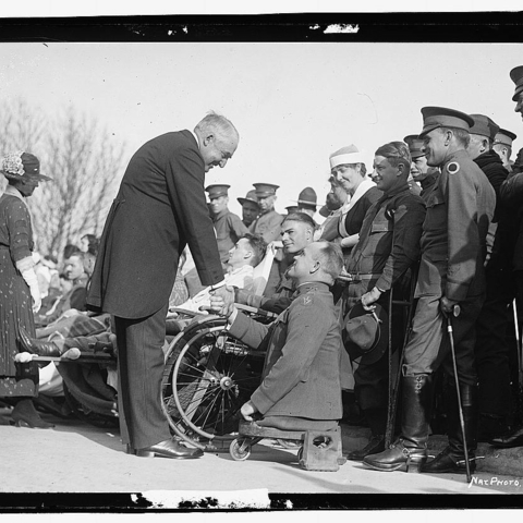 President Warring G. Harding at Walter Reed Hospital in March of 1921.