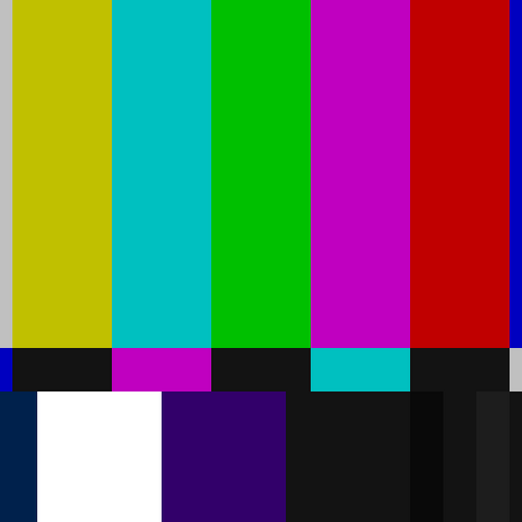 Color bars in a television test pattern.