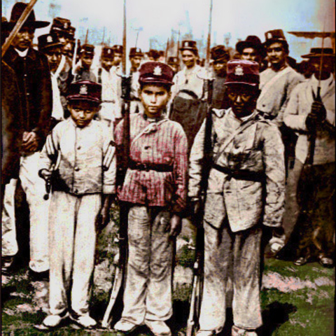 Three child soldiers during the War of a Thousand Days.